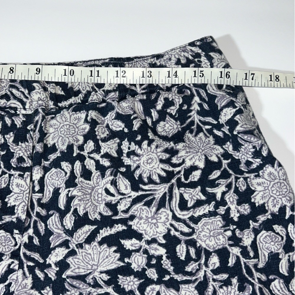 Pure Jill Linen 2 pcs Set Blue Floral Pull On Cuffed Shorts Pockets Top Shirt M - Picture 10 of 16